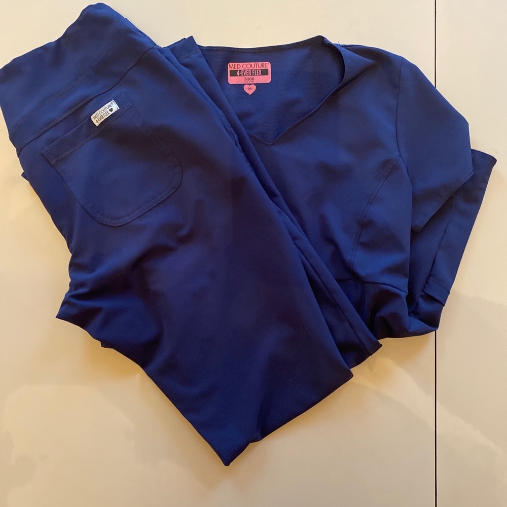 Med Couture Navy Scrub Set Slim Cut